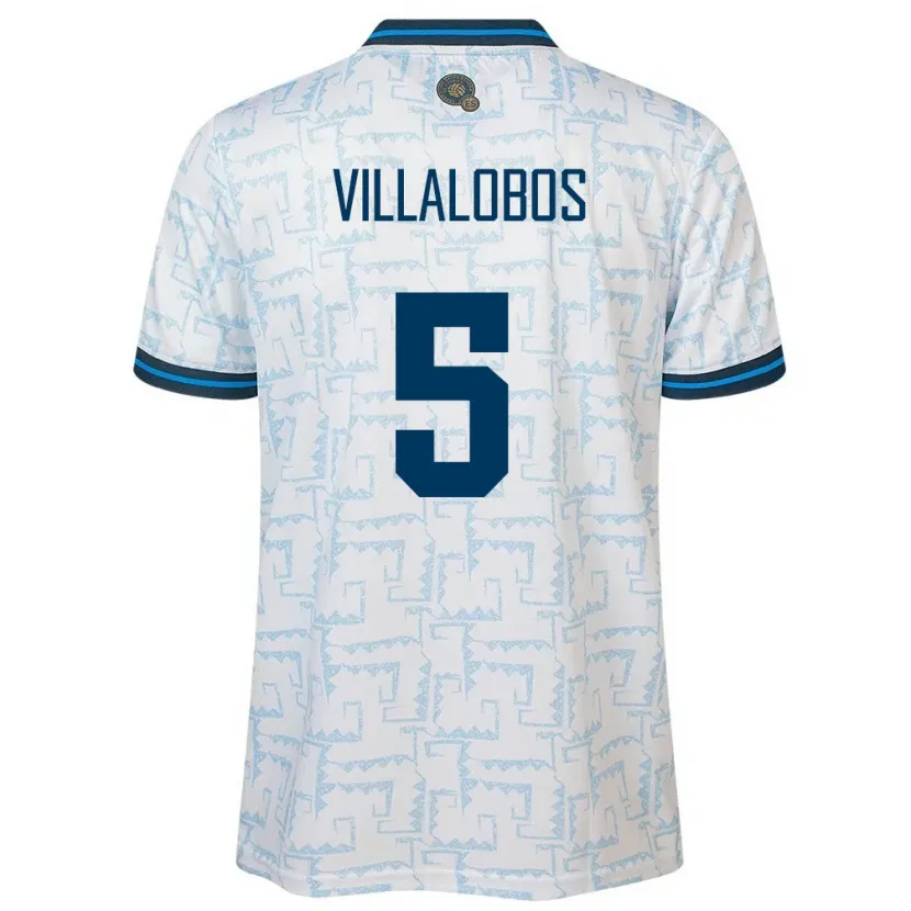 Danxen Bambino Maglia El Salvador Kristian Villalobos #5 Bianco Kit Gara Away 24-26 Maglietta