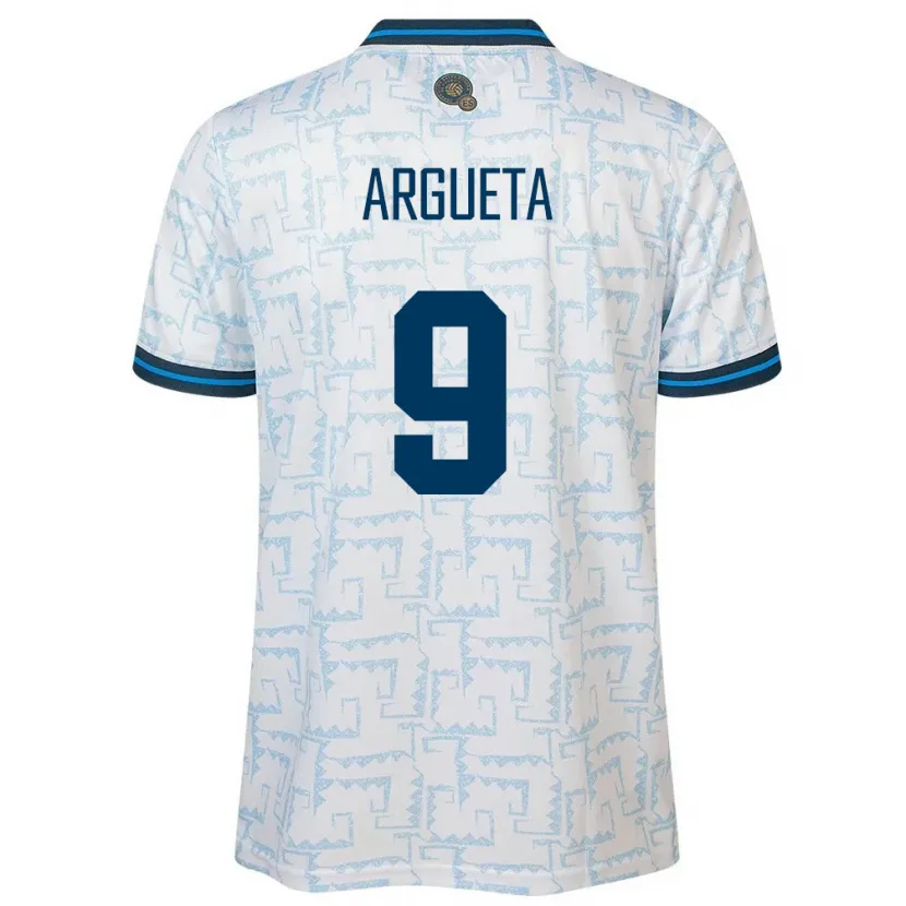 Danxen Bambino Maglia El Salvador Christopher Argueta #9 Bianco Kit Gara Away 24-26 Maglietta