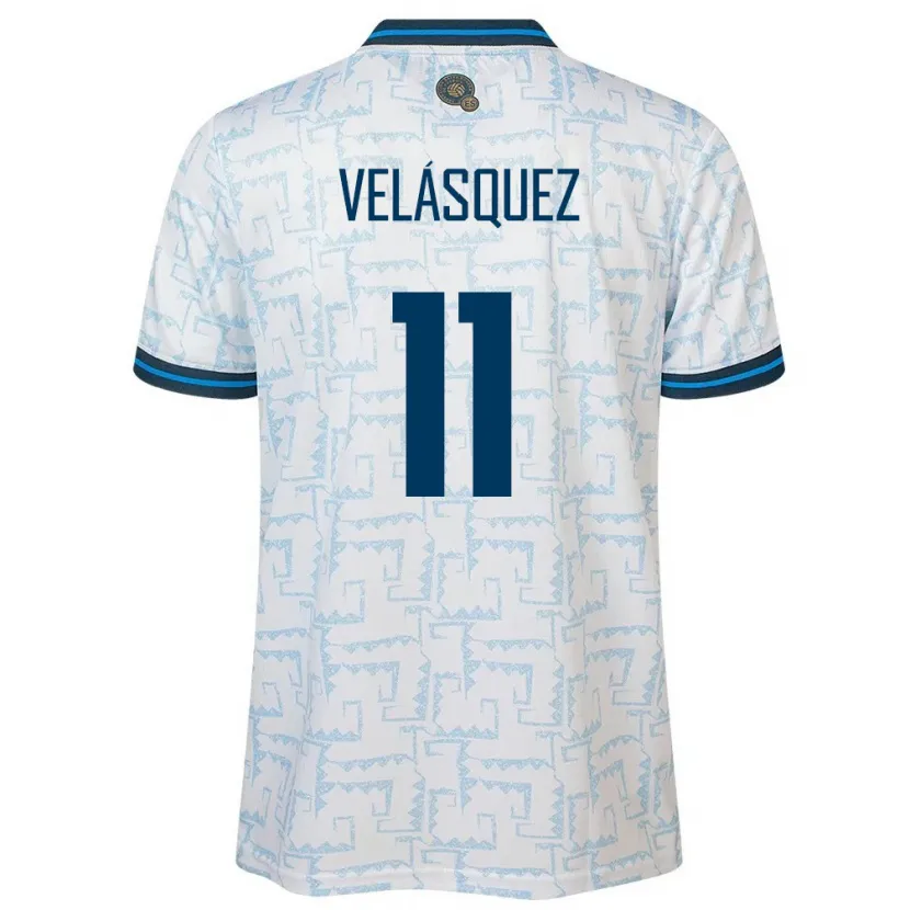 Danxen Bambino Maglia El Salvador Jackeline Velásquez #11 Bianco Kit Gara Away 24-26 Maglietta
