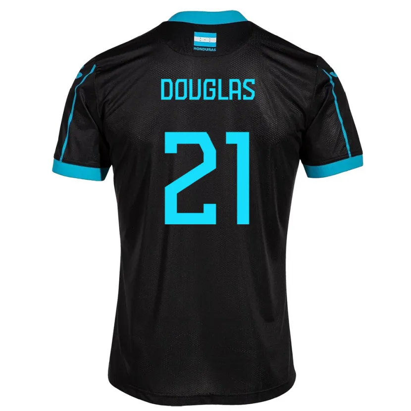 Danxen Bambino Maglia Honduras Douglas Martínez #21 Nero Kit Gara Away 24-26 Maglietta