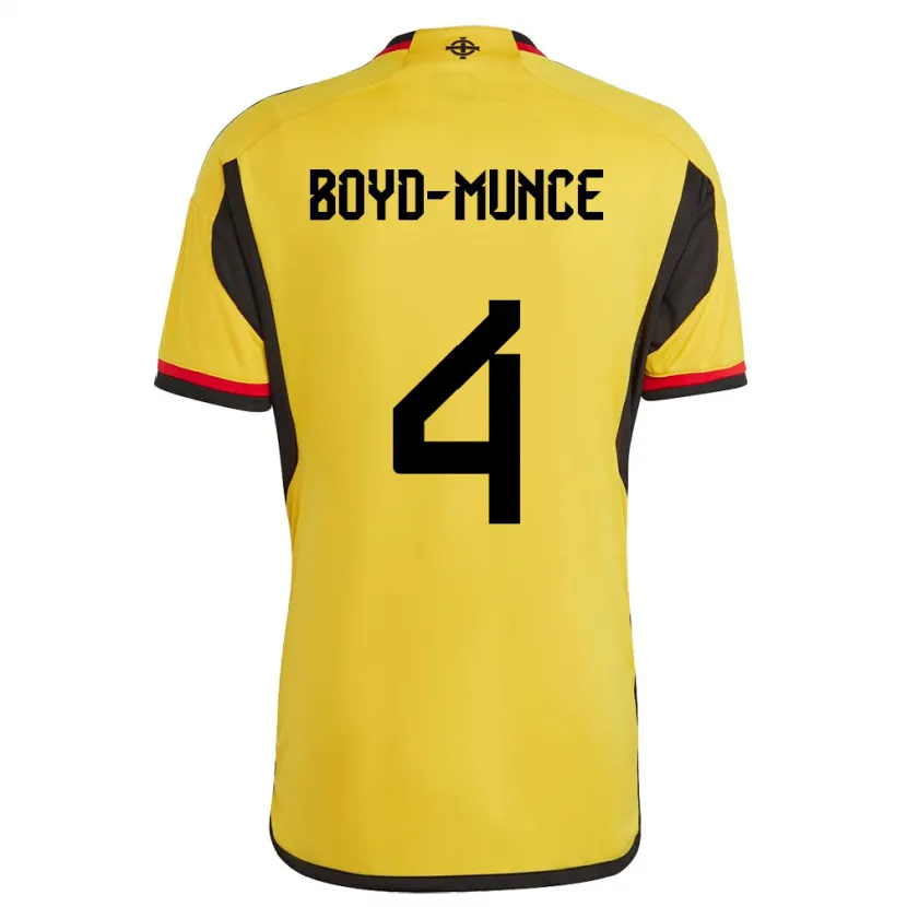 Danxen Bambino Maglia Irlanda Del Nord Caolan Boyd-Munce #4 Bianco Kit Gara Away 24-26 Maglietta