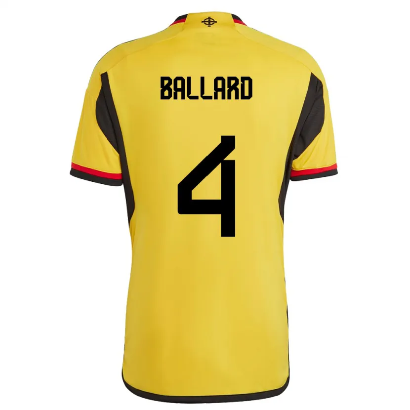 Danxen Bambino Maglia Irlanda Del Nord Daniel Ballard #4 Bianco Kit Gara Away 24-26 Maglietta
