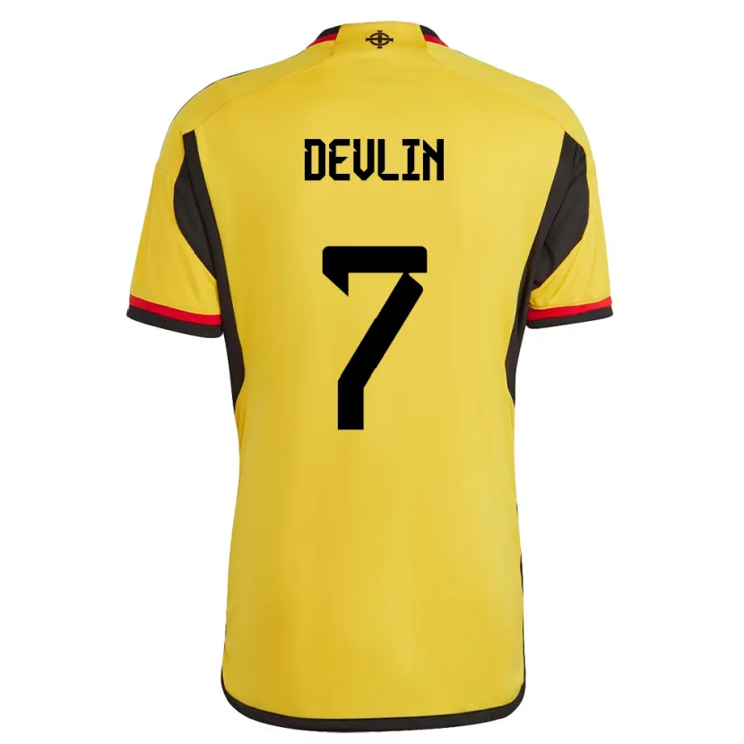 Danxen Bambino Maglia Irlanda Del Nord Terry Devlin #7 Bianco Kit Gara Away 24-26 Maglietta