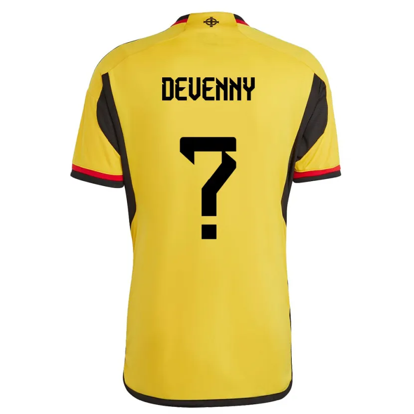 Danxen Bambino Maglia Irlanda Del Nord Justin Devenny #0 Bianco Kit Gara Away 24-26 Maglietta