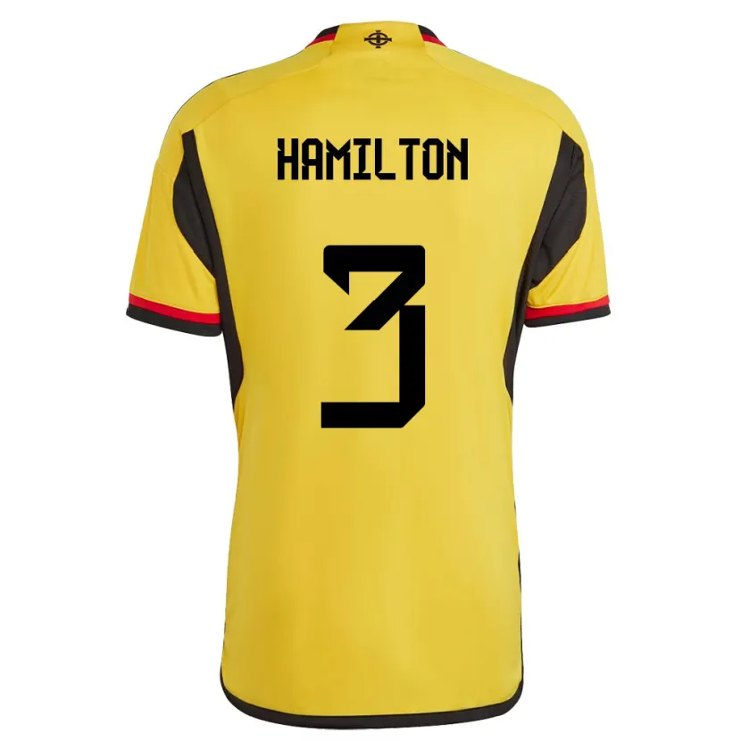 Danxen Bambino Maglia Irlanda Del Nord Brendan Hamilton #3 Bianco Kit Gara Away 24-26 Maglietta
