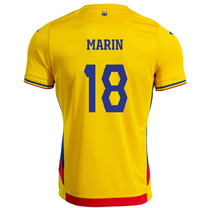 Danxen Uomo Maglia Romania Răzvan Marin #18 Giallo Kit Gara Home 24-26 Maglietta