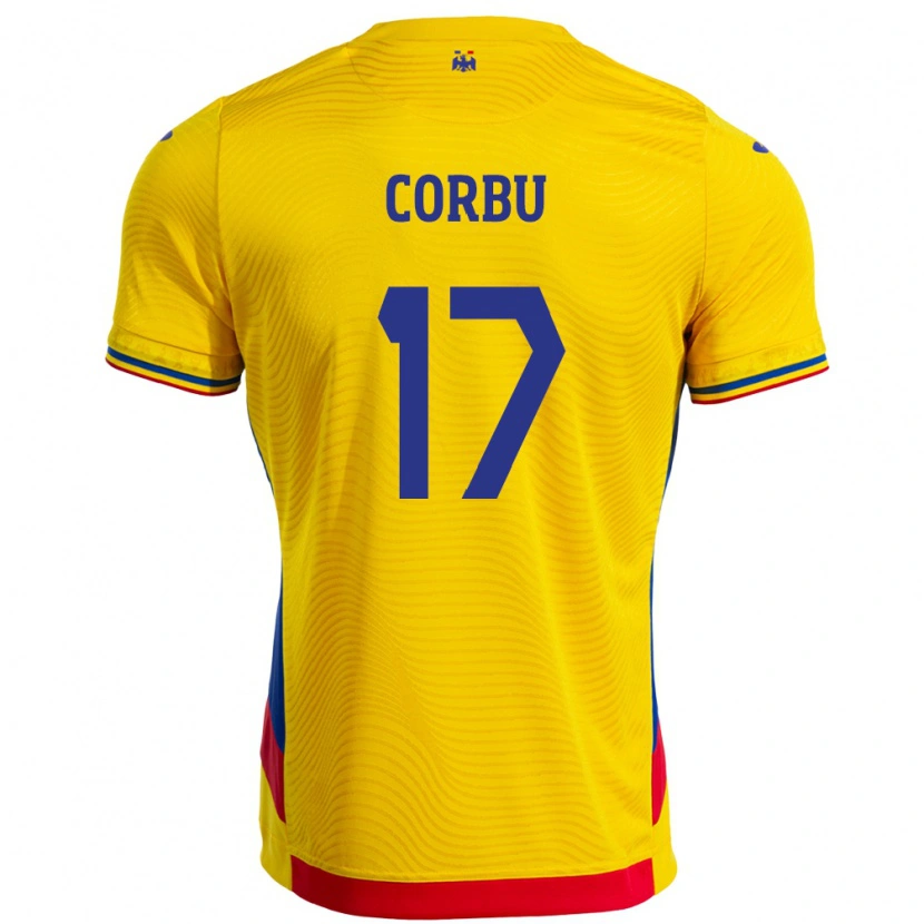Danxen Uomo Maglia Romania Marius Corbu #17 Giallo Kit Gara Home 24-26 Maglietta