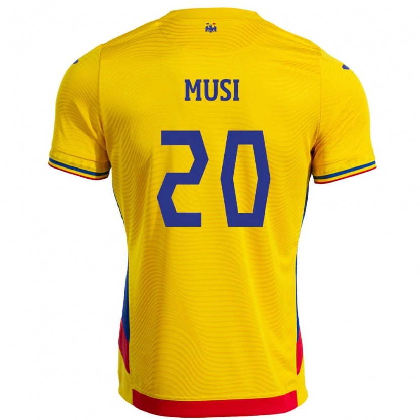 Danxen Uomo Maglia Romania Alexandru Musi #20 Giallo Kit Gara Home 24-26 Maglietta