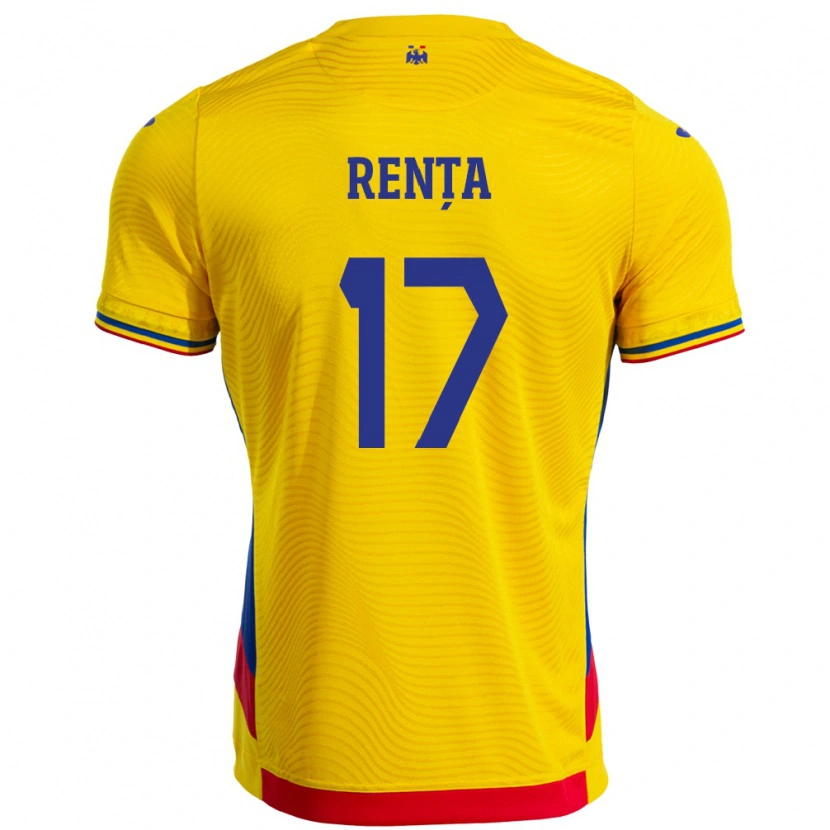 Danxen Uomo Maglia Romania Denis Rența #17 Giallo Kit Gara Home 24-26 Maglietta