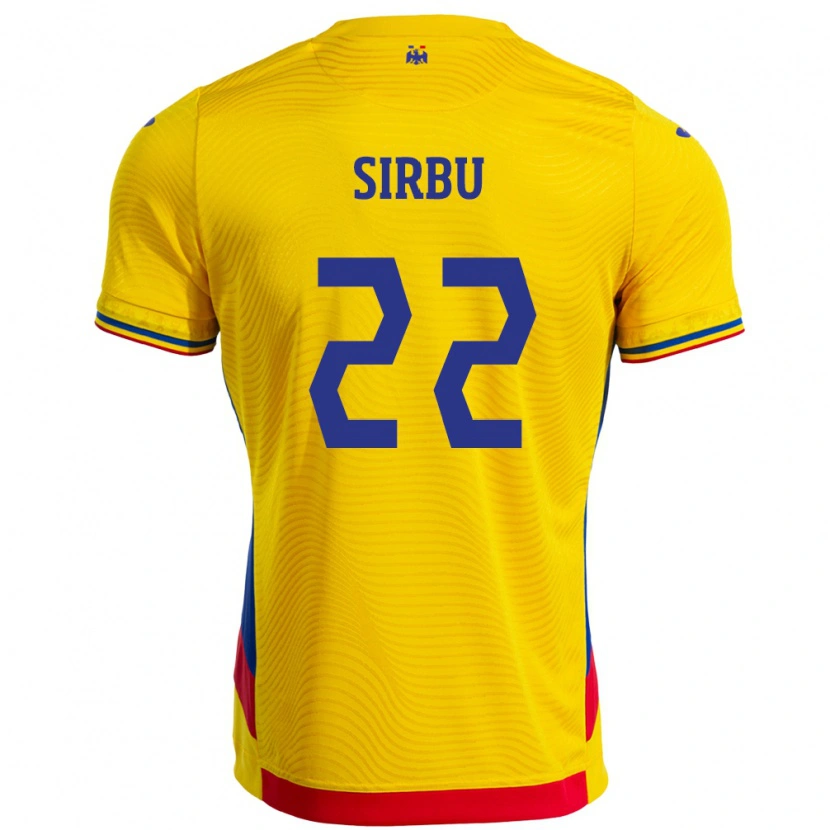 Danxen Uomo Maglia Romania Dan Sîrbu #22 Giallo Kit Gara Home 24-26 Maglietta