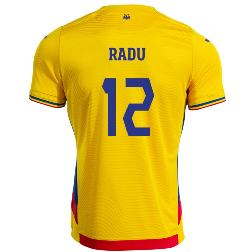 Danxen Uomo Maglia Romania Riccardo Radu #12 Giallo Kit Gara Home 24-26 Maglietta