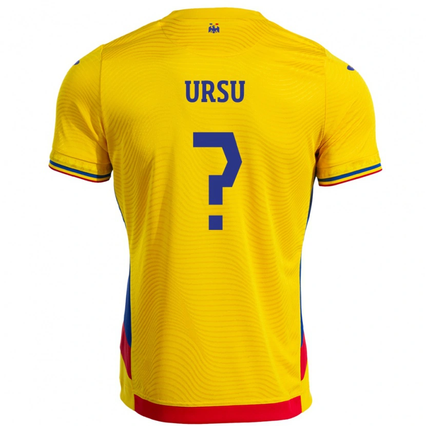 Danxen Uomo Maglia Romania Eduard Ursu #0 Giallo Kit Gara Home 24-26 Maglietta