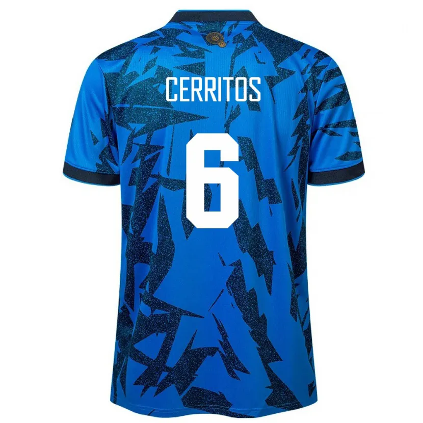 Danxen Uomo Maglia El Salvador Mauricio Cerritos #6 Blu Kit Gara Home 24-26 Maglietta