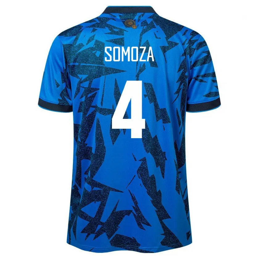 Danxen Uomo Maglia El Salvador Néstor Somoza #4 Blu Kit Gara Home 24-26 Maglietta