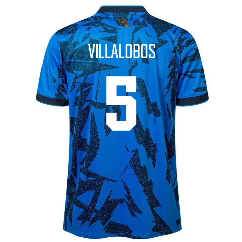 Danxen Uomo Maglia El Salvador Kristian Villalobos #5 Blu Kit Gara Home 24-26 Maglietta