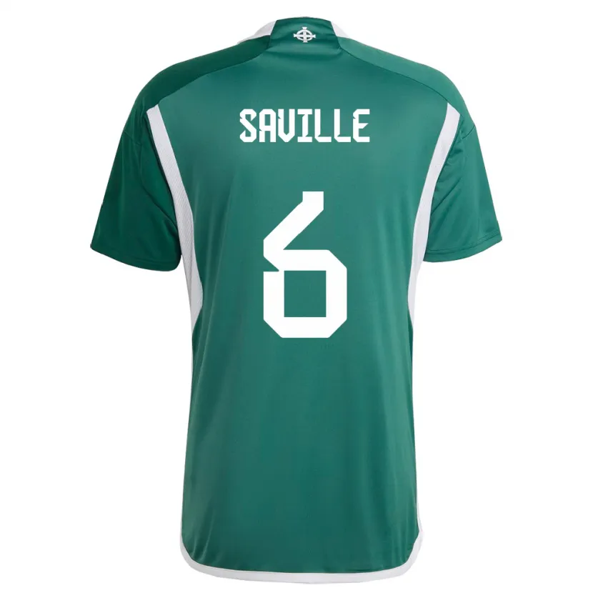 Danxen Uomo Maglia Irlanda Del Nord George Saville #6 Verde Kit Gara Home 24-26 Maglietta