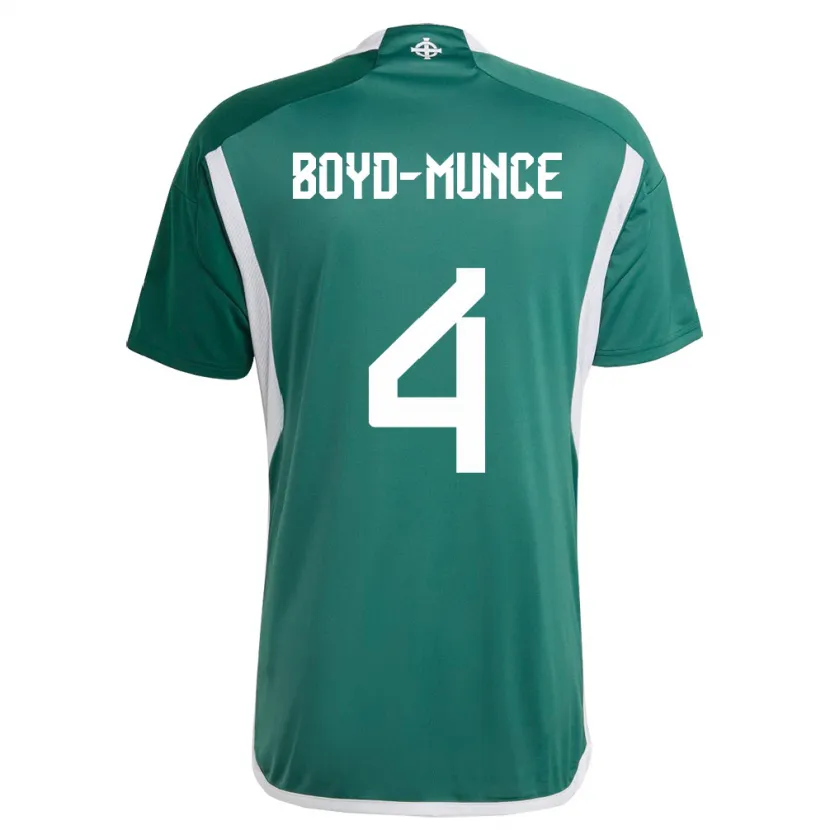 Danxen Uomo Maglia Irlanda Del Nord Caolan Boyd-Munce #4 Verde Kit Gara Home 24-26 Maglietta