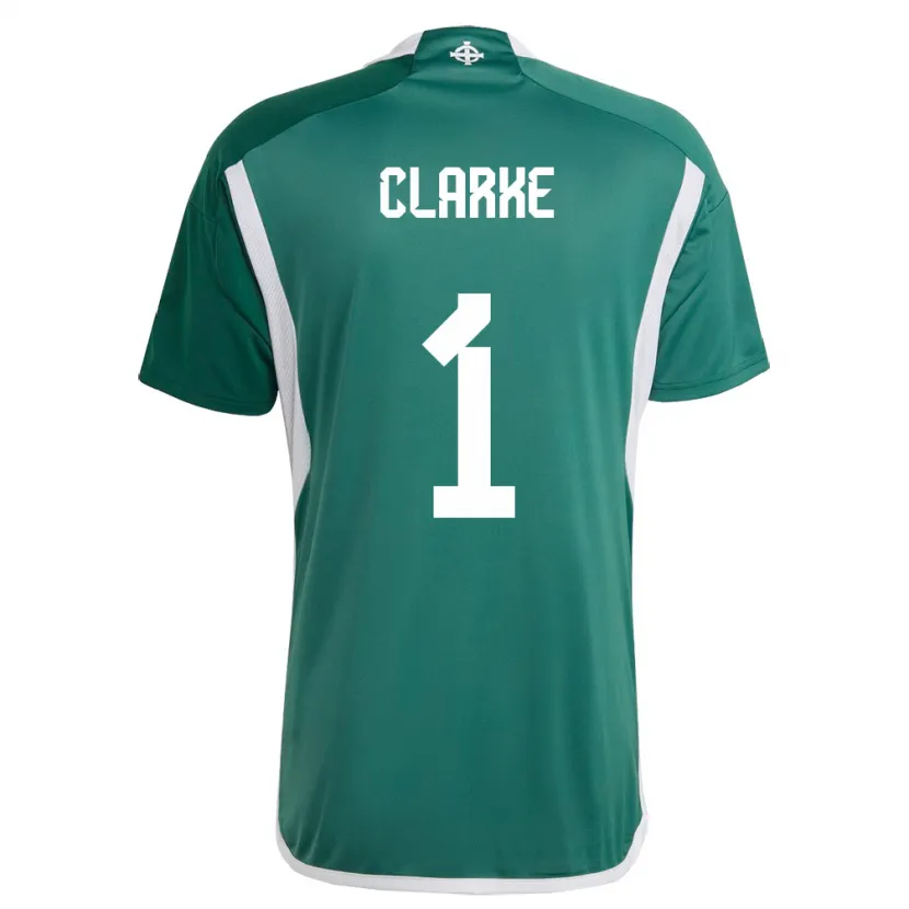 Danxen Uomo Maglia Irlanda Del Nord Josh Clarke #1 Verde Kit Gara Home 24-26 Maglietta