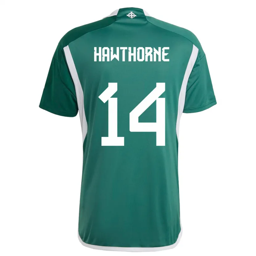 Danxen Uomo Maglia Irlanda Del Nord Keevan Hawthorne #14 Verde Kit Gara Home 24-26 Maglietta