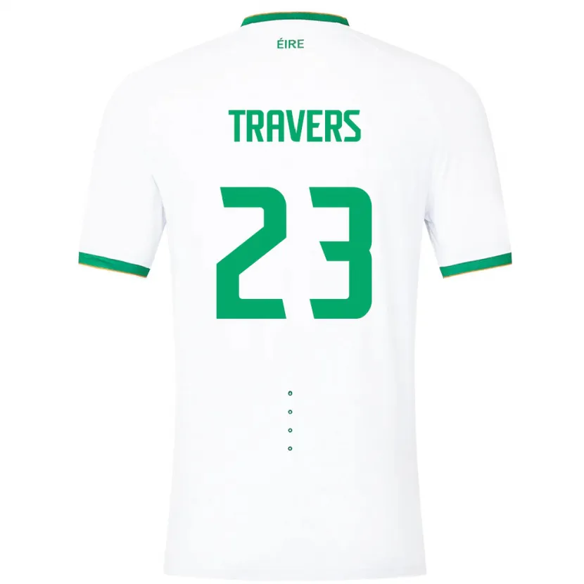 Danxen Uomo Maglia Irlanda Mark Travers #23 Bianco Kit Gara Away 24-26 Maglietta