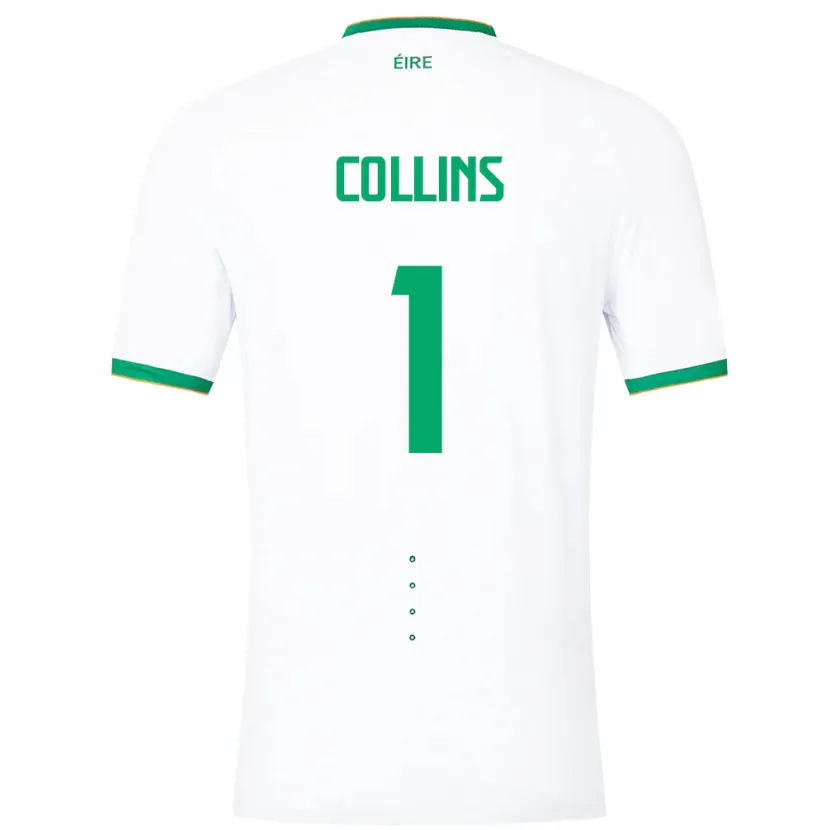 Danxen Uomo Maglia Irlanda Joe Collins #1 Bianco Kit Gara Away 24-26 Maglietta