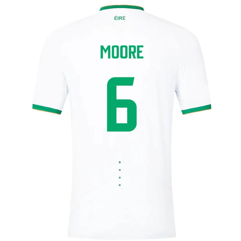 Danxen Uomo Maglia Irlanda Matthew Moore #6 Bianco Kit Gara Away 24-26 Maglietta
