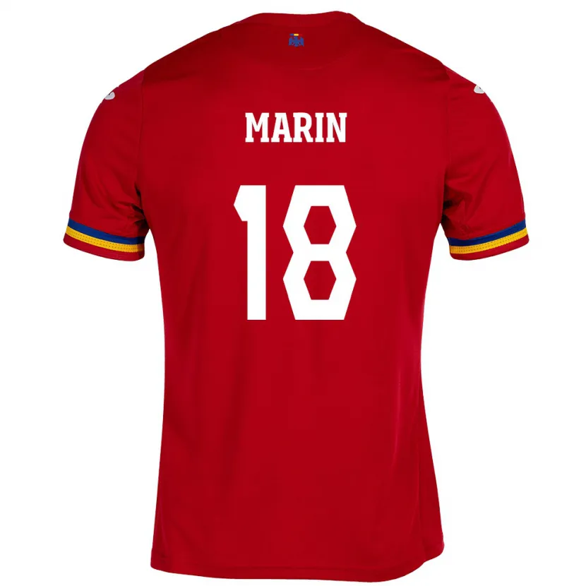 Danxen Uomo Maglia Romania Răzvan Marin #18 Rosso Kit Gara Away 24-26 Maglietta
