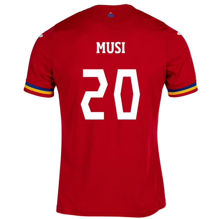 Danxen Uomo Maglia Romania Alexandru Musi #20 Rosso Kit Gara Away 24-26 Maglietta