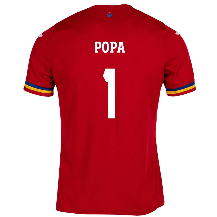 Danxen Uomo Maglia Romania Robert Popa #1 Rosso Kit Gara Away 24-26 Maglietta