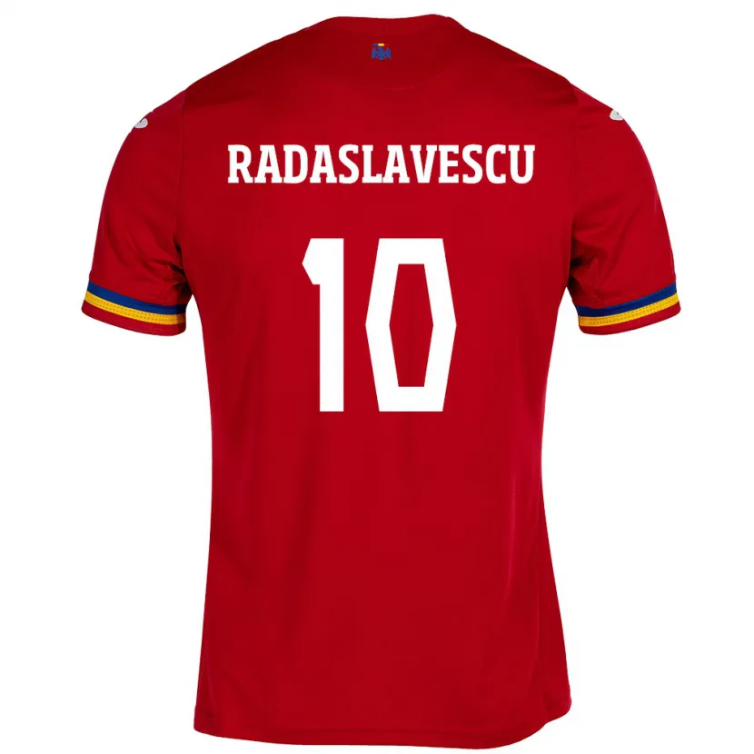 Danxen Uomo Maglia Romania Eduard Radaslavescu #10 Rosso Kit Gara Away 24-26 Maglietta