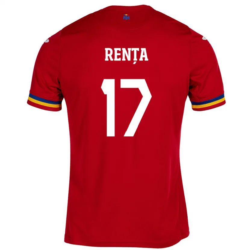 Danxen Uomo Maglia Romania Denis Rența #17 Rosso Kit Gara Away 24-26 Maglietta
