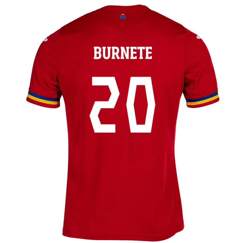 Danxen Uomo Maglia Romania Rareș Burnete #20 Rosso Kit Gara Away 24-26 Maglietta