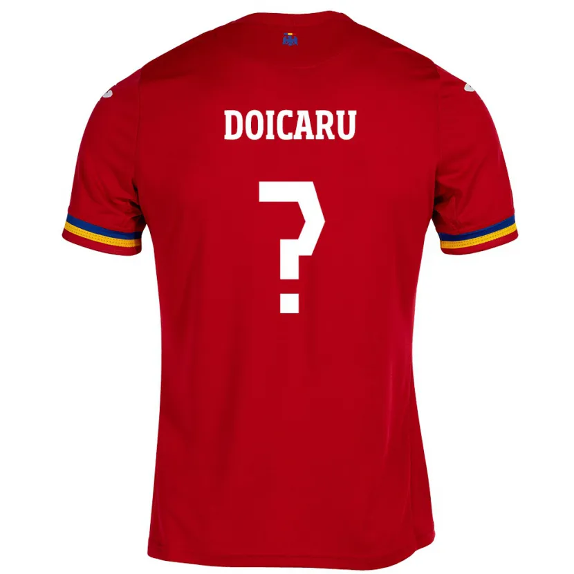 Danxen Uomo Maglia Romania Iustin Doicaru #0 Rosso Kit Gara Away 24-26 Maglietta