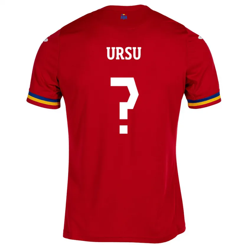 Danxen Uomo Maglia Romania Eduard Ursu #0 Rosso Kit Gara Away 24-26 Maglietta