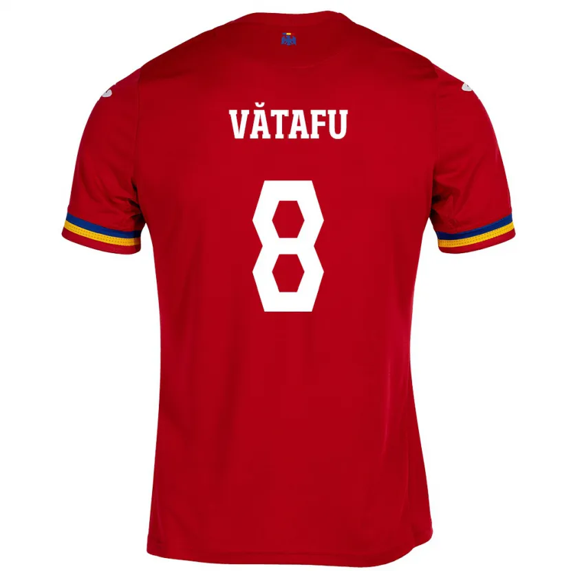 Danxen Uomo Maglia Romania Ștefania Vătafu #8 Rosso Kit Gara Away 24-26 Maglietta