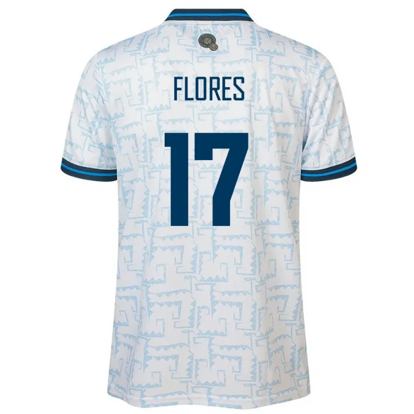 Danxen Uomo Maglia El Salvador Diego Flores #17 Bianco Kit Gara Away 24-26 Maglietta