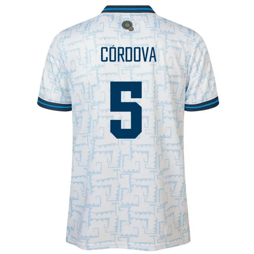 Danxen Uomo Maglia El Salvador Edwin Córdova #5 Bianco Kit Gara Away 24-26 Maglietta