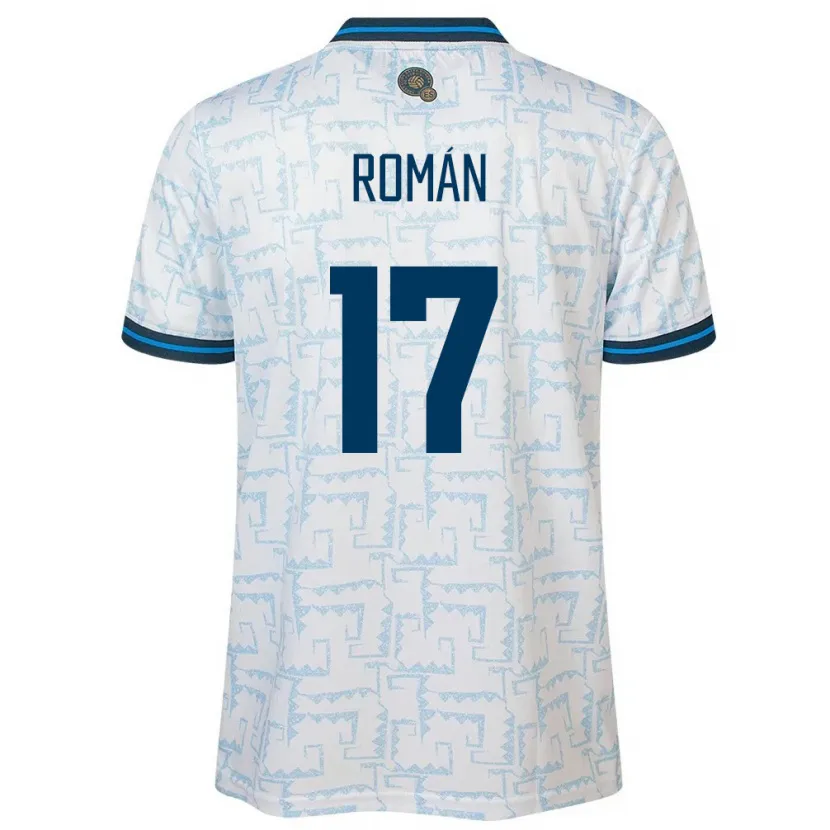 Danxen Uomo Maglia El Salvador Kevin Román #17 Bianco Kit Gara Away 24-26 Maglietta