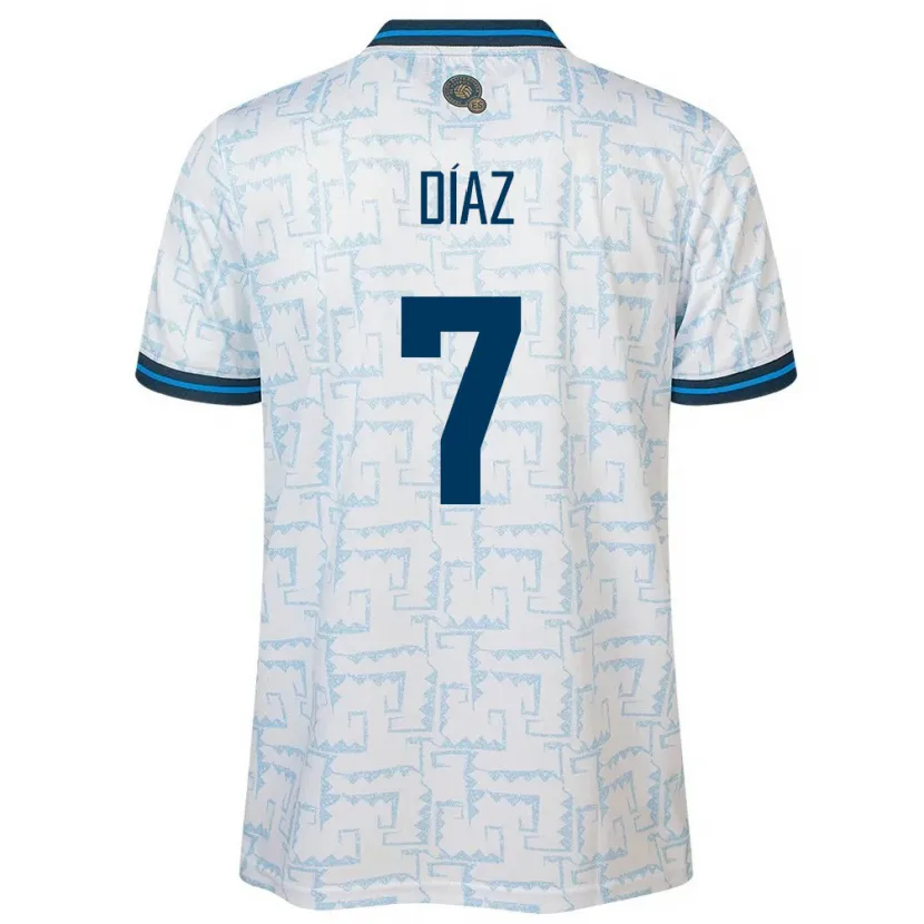 Danxen Uomo Maglia El Salvador Nelson Díaz #7 Bianco Kit Gara Away 24-26 Maglietta