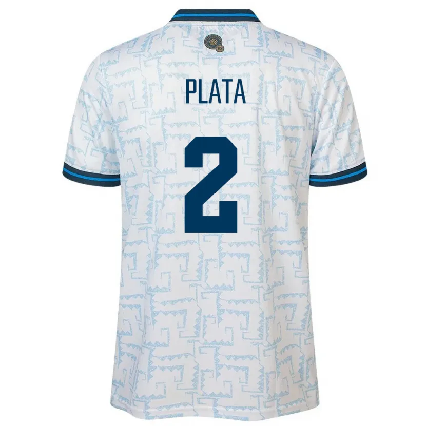 Danxen Uomo Maglia El Salvador Juana Plata #2 Bianco Kit Gara Away 24-26 Maglietta