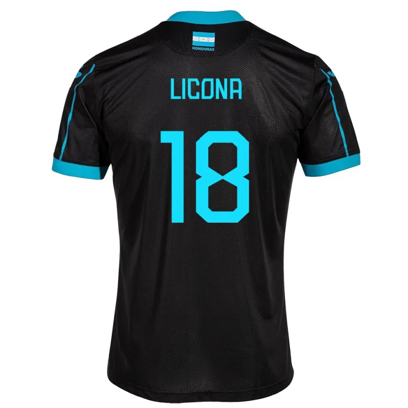 Danxen Uomo Maglia Honduras Marlon Licona #18 Nero Kit Gara Away 24-26 Maglietta