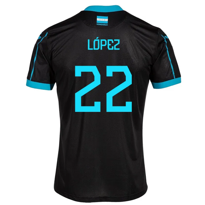 Danxen Uomo Maglia Honduras Luis López #22 Nero Kit Gara Away 24-26 Maglietta