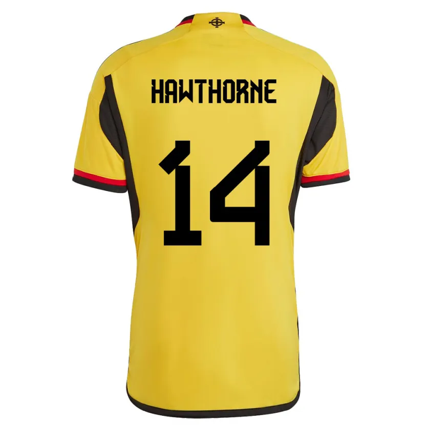 Danxen Uomo Maglia Irlanda Del Nord Keevan Hawthorne #14 Bianco Kit Gara Away 24-26 Maglietta