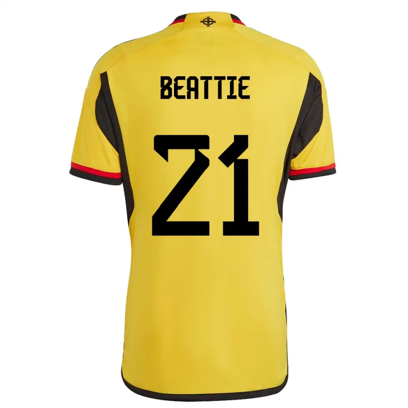 Danxen Uomo Maglia Irlanda Del Nord Kerry Beattie #21 Bianco Kit Gara Away 24-26 Maglietta