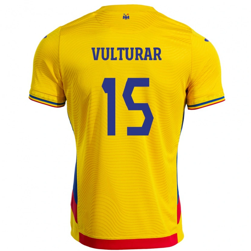 Danxen Donna Maglia Romania Cătălin Vulturar #15 Giallo Kit Gara Home 24-26 Maglietta