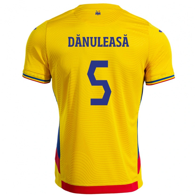Danxen Donna Maglia Romania Gabriel Dănuleasă #5 Giallo Kit Gara Home 24-26 Maglietta