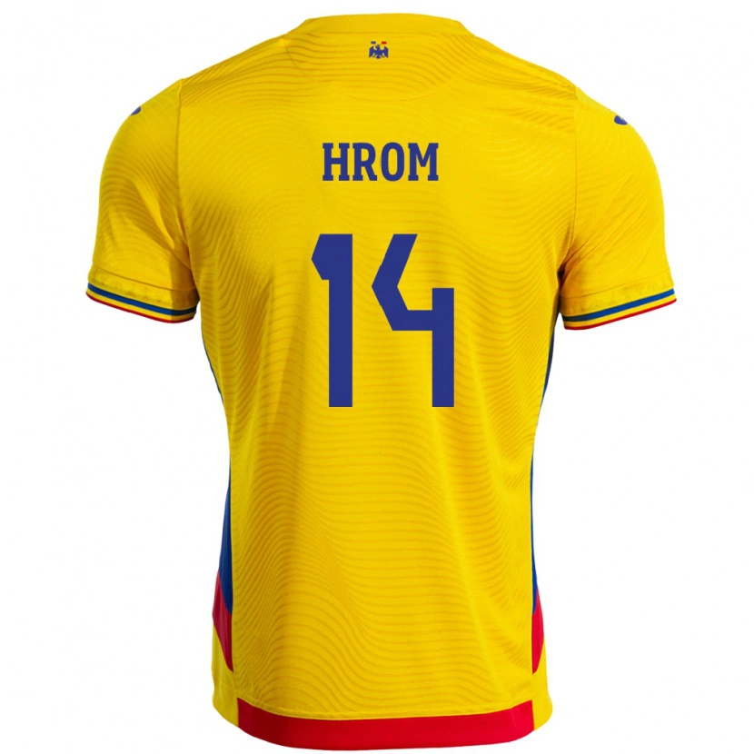 Danxen Donna Maglia Romania Darian Hrom #14 Giallo Kit Gara Home 24-26 Maglietta