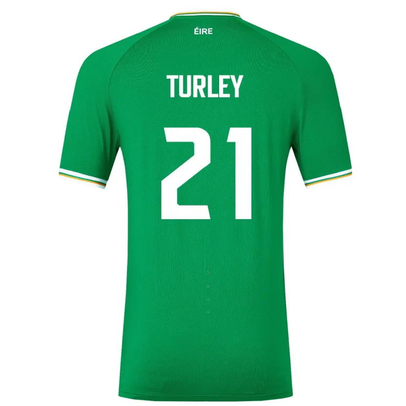 Danxen Donna Maglia Irlanda Freddie Turley #21 Verde Kit Gara Home 24-26 Maglietta