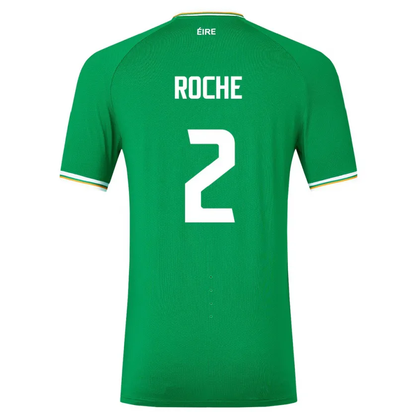 Danxen Donna Maglia Irlanda James Roche #2 Verde Kit Gara Home 24-26 Maglietta