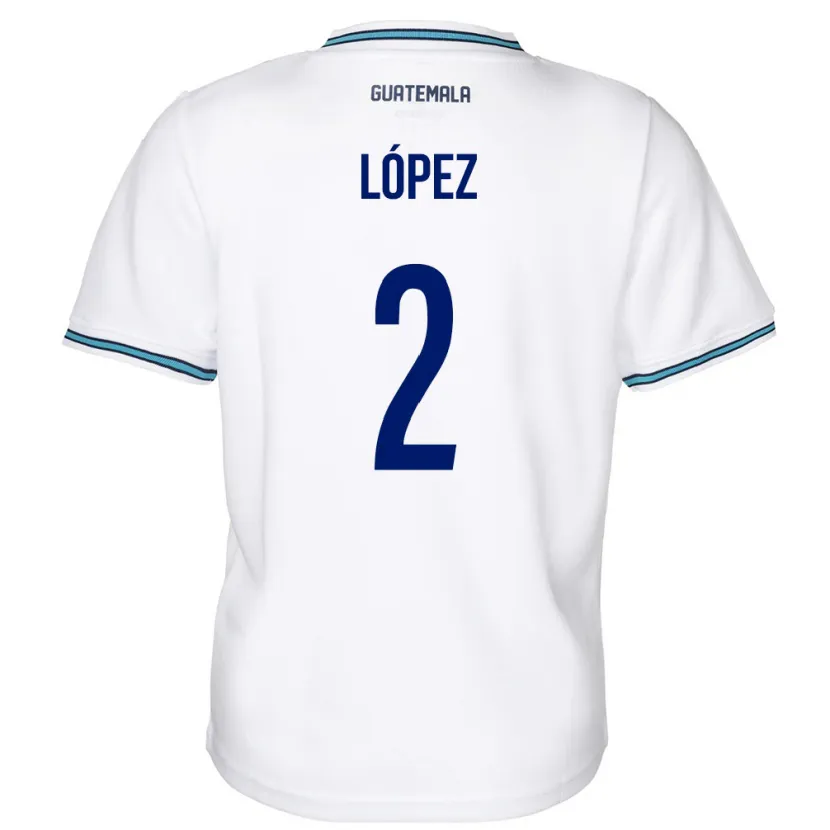Danxen Donna Maglia Guatemala Francisco López #2 Bianco Kit Gara Home 24-26 Maglietta